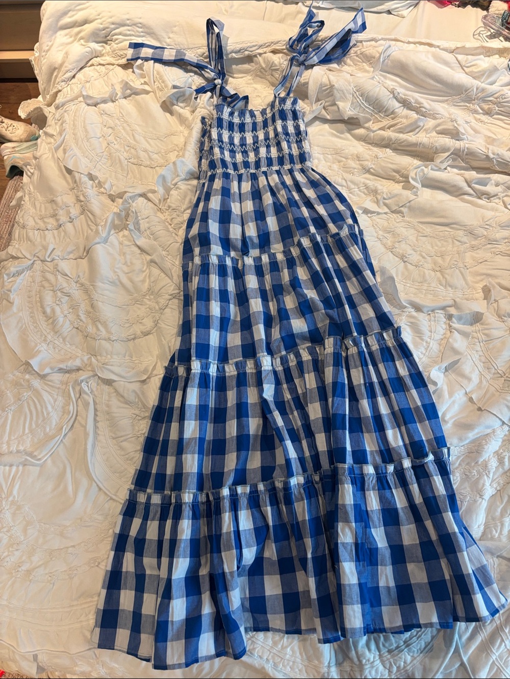 Pinch Blue Gingham Tie-Shoulder Kids Dress